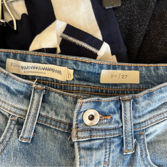 Anthropologie Pilcro Embroidered Ultra High Rise Slim Straight Denim Jeans - Picture 11 of 14